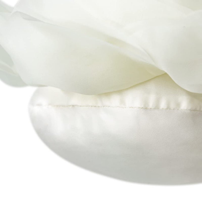 JWH Handmade Flower Throw Pillow Covers Aesthetic Decorative Stereo Floral Accent Pillow Case Round Cushion White Pillowcase for Bedroom Bed Couch Chair Office 14 Inch Creamy White - Image 5